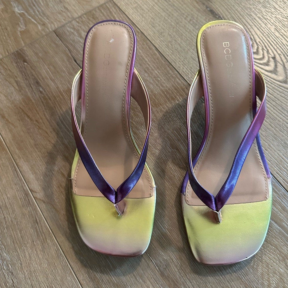 BCBGMaxAzria Purple and Yellow Sandals